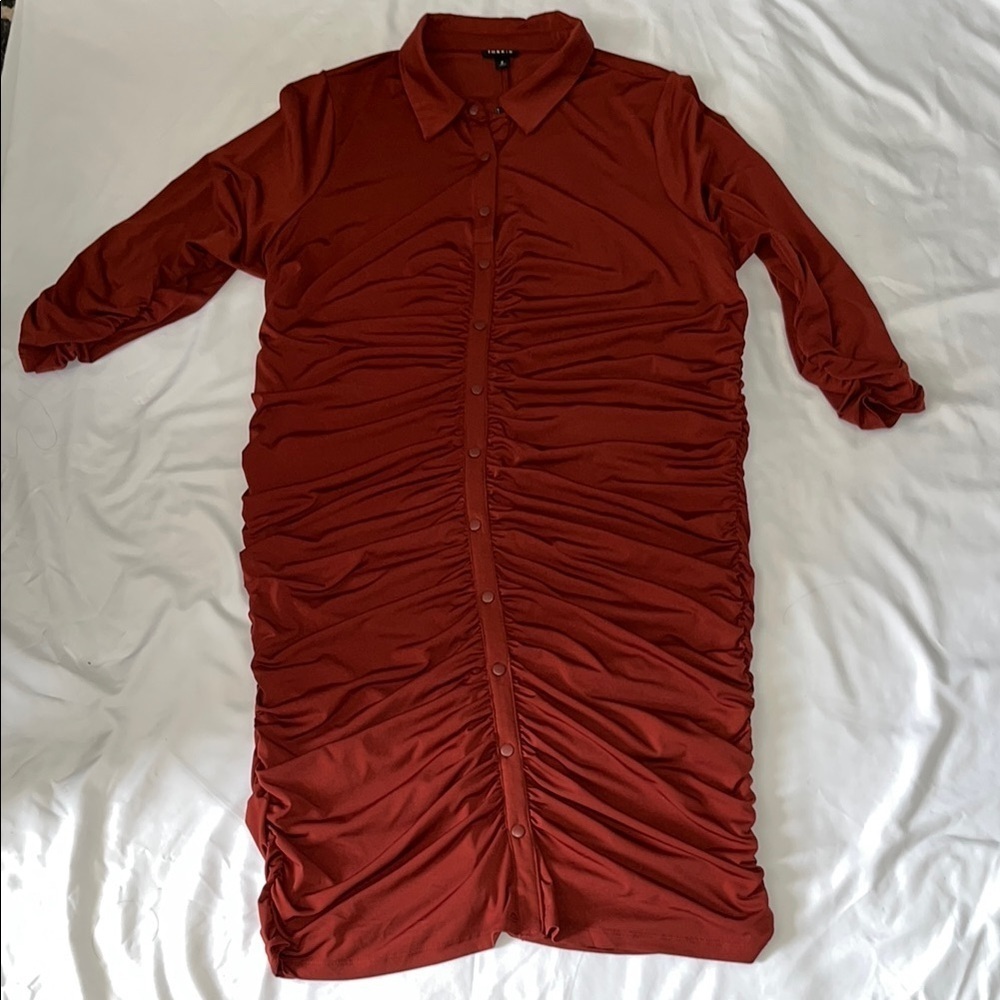 Women's Rust Button-Up Top TORRID - Picture 3 of 9